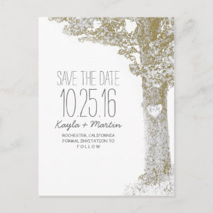 Tarjetas de aviso de fecha de boda con árbol de am