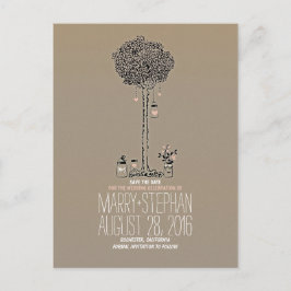 Tarjetas de aviso de fecha de boda con frasco de m