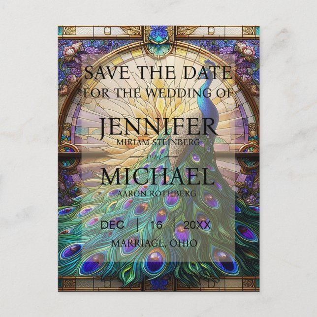 Tarjetas de aviso de fecha de boda con vidrio empl (Anverso)