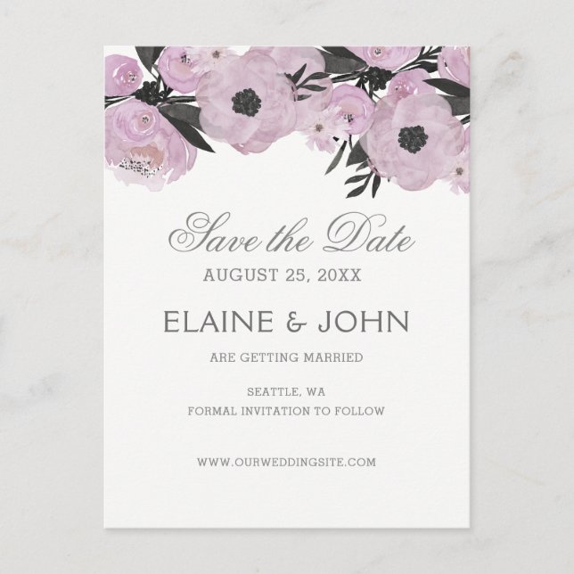 Tarjetas de aviso de fecha de boda de flores de ac (Anverso)