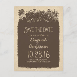 tarjetas de aviso de fecha de bodas con árboles de