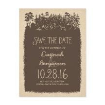 tarjetas de aviso de fecha de bodas con árboles de