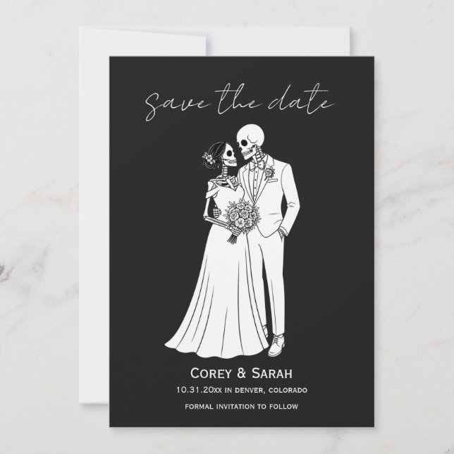 Tarjetas de aviso de fecha de Halloween de esquele (Anverso)