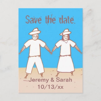 Tarjetas de aviso de fecha de pareja espantapájaro