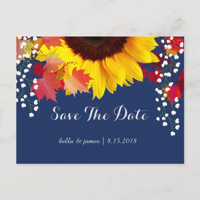 Tarjetas de aviso de Sunflower Navy Blue (Anverso)