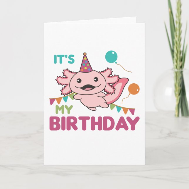 Tarjetas de Axolotl Deseando que sea mi cumpleaños (Anverso)