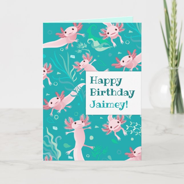 Tarjetas de Axolotls Rosados - Tarjeta de Felicita (Anverso)