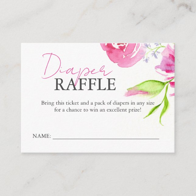 Tarjetas de Baby Shower Enclosure Diaper Raffle Fl (Anverso)