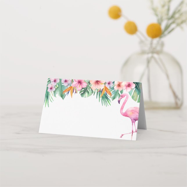 Tarjetas de Baby Shower Flamingo Tropical - En bla (Anverso)
