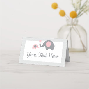 Tarjetas de Baby Shower para elefantes rosas y gri
