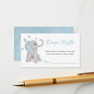 Tarjetas de Baby Shower para pañales elefante azul