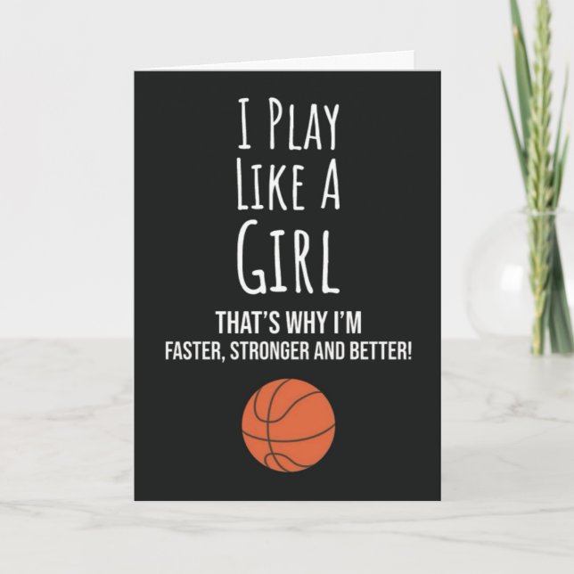 Tarjetas de Baloncesto Lindas para Niñas para Niño (Anverso)