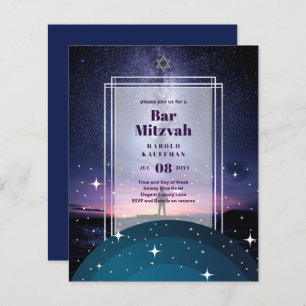 TARJETAS DE BAR MITZVAH Celestiales Skies Blue Gal