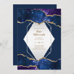 TARJETAS DE BAR MITZVAH Celestiales Skies Blue Gal