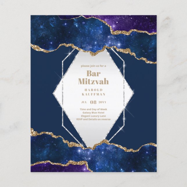 TARJETAS DE BAR MITZVAH Celestiales Skies Blue Gal (Anverso)