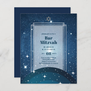 TARJETAS DE BAR MITZVAH Celestiales Skies Blue Gal