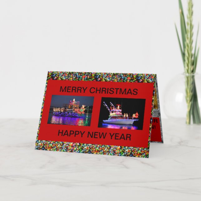 Tarjetas de Barcos con Luces de Navidad (Anverso)