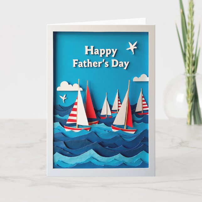 Tarjetas de barcos de vela para el Día del Padre (Anverso)