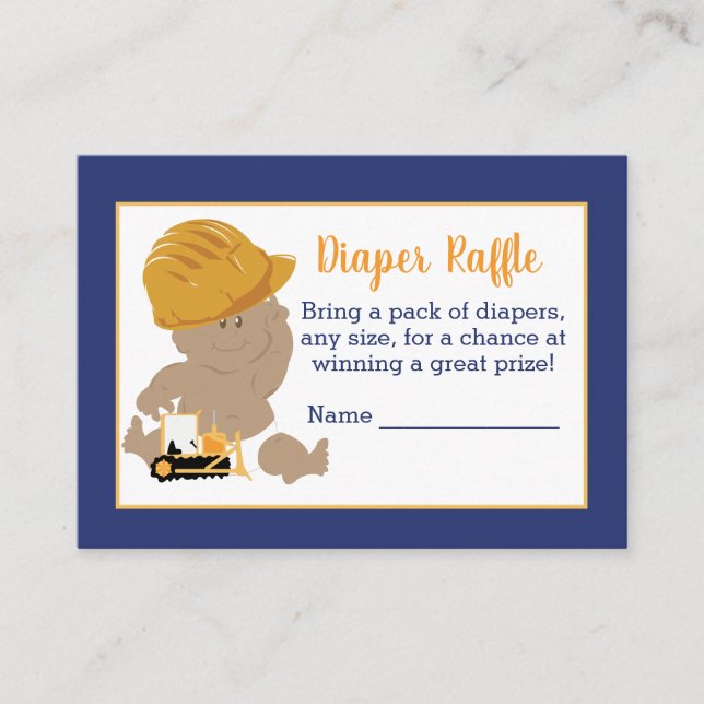 Tarjetas de barrido de pañales Baby Shower de cons (Anverso)