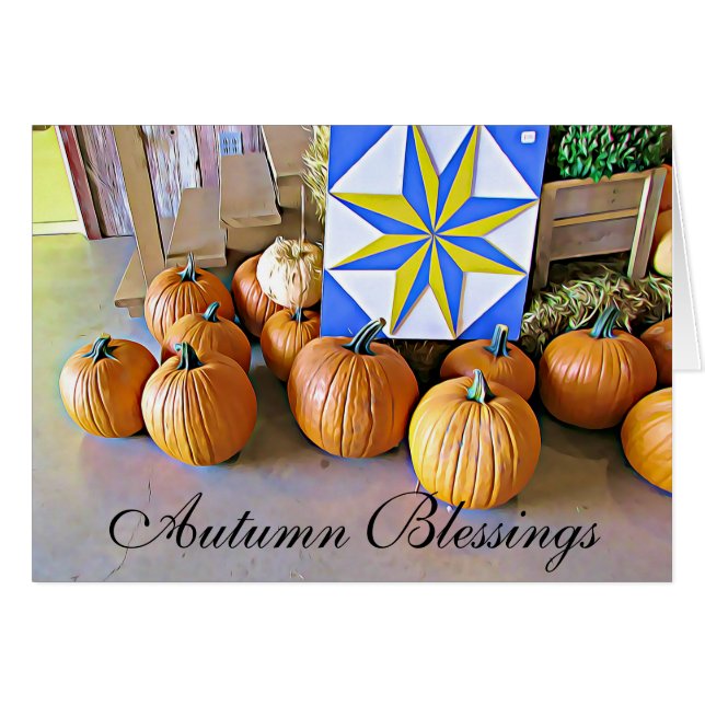 Tarjetas de Bendiciones de Otoño y Feliz Halloween (Anverso (Horizontal))