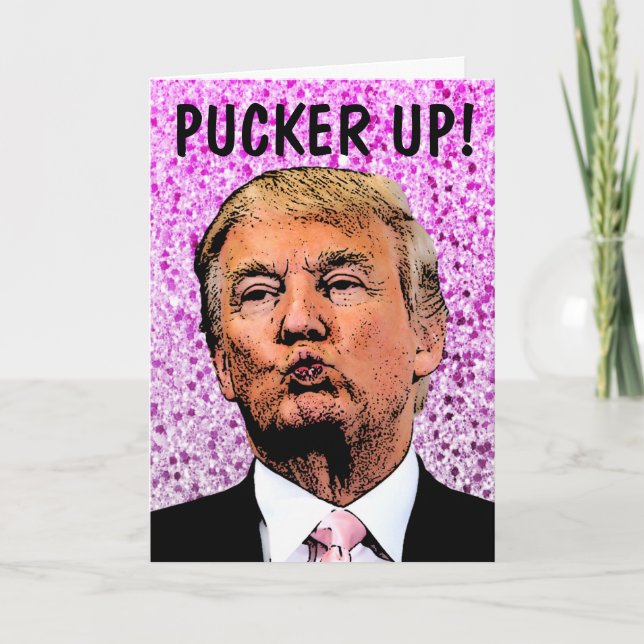 TARJETAS DE BESO DONALD TRUMP PURPURINA BIRTHDAH (Anverso)