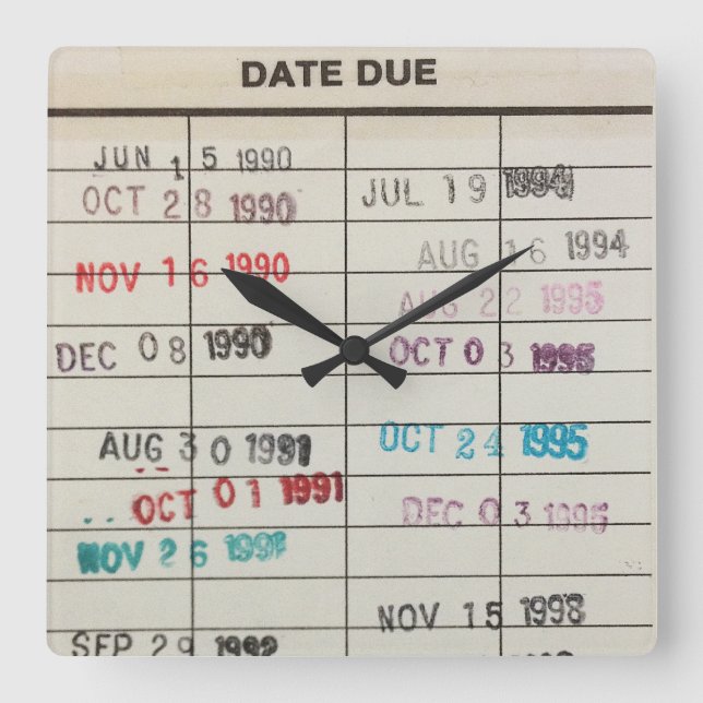 Tarjetas de biblioteca impresas Reloj de pared acr (Anverso)