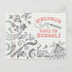 Tarjetas de bienvenida al colegio Doodles