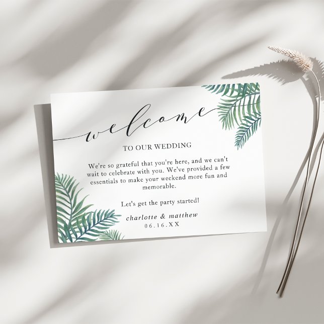 Tarjetas de bienvenida de Boda de follaje tropical (Subido por el creador)