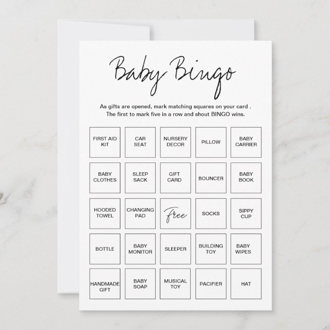 Tarjetas de bingo Baby Shower, bandeja de bebé pre (Anverso)
