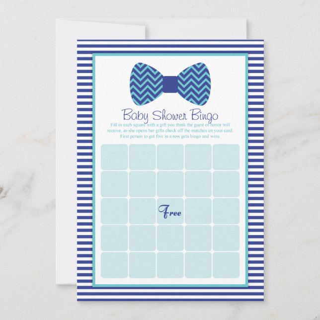 Tarjetas de bingo Baby Shower Bow Tie (Anverso)