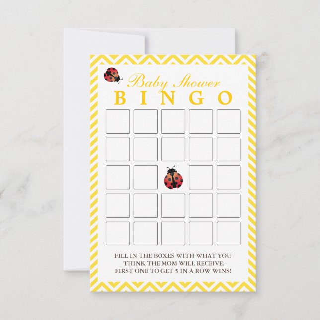 Tarjetas de Bingo Baby Shower Chevron Yellow Chevr (Anverso)