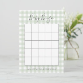 Tarjetas de Bingo Baby Shower de Gingham Verde