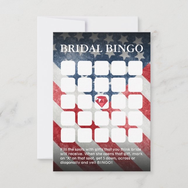 Tarjetas de Bingo con Boda de la bandera estadouni (Anverso)