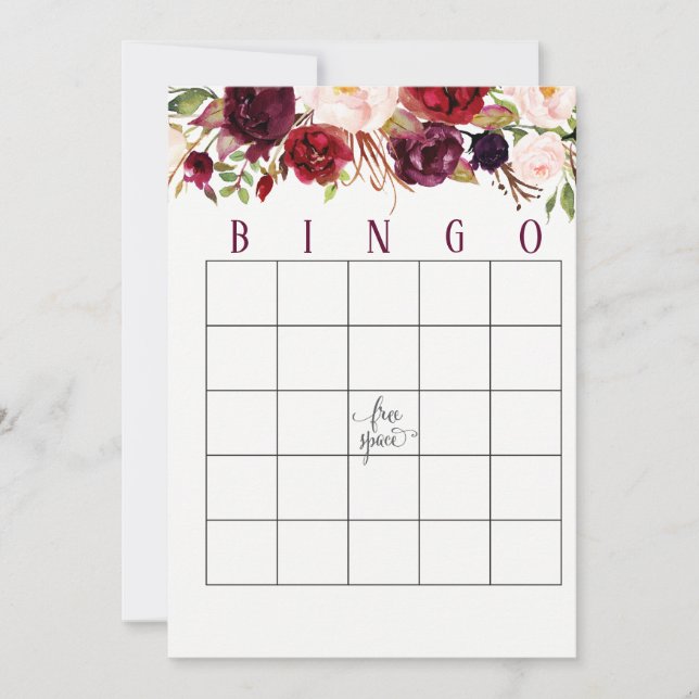 Tarjetas de Bingo Cranberry Marsala Shower (Anverso)