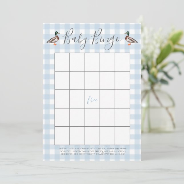 Tarjetas de bingo de Baby Shower Duck (Anverso de pie)