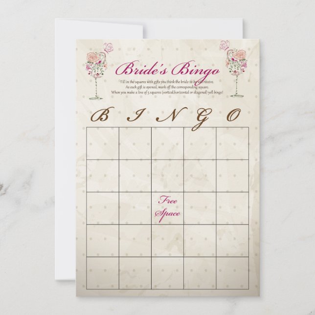Tarjetas de Bingo de Despedida de Soltera con Vino (Anverso)