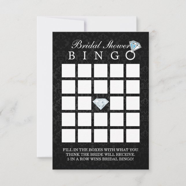 Tarjetas de Bingo de Ducha de Ducha Diamante Oscur (Anverso)