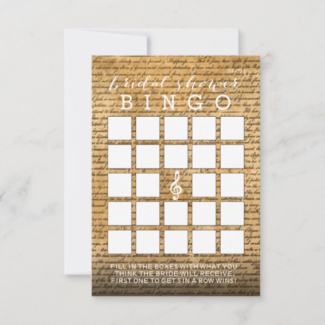 Tarjetas de Bingo de ducha musical casera (Anverso)