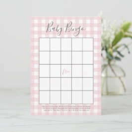 Tarjetas de Bingo de la ducha GIrl Pink Gingham Ba