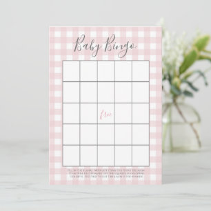 Tarjetas de Bingo de la ducha GIrl Pink Gingham Ba