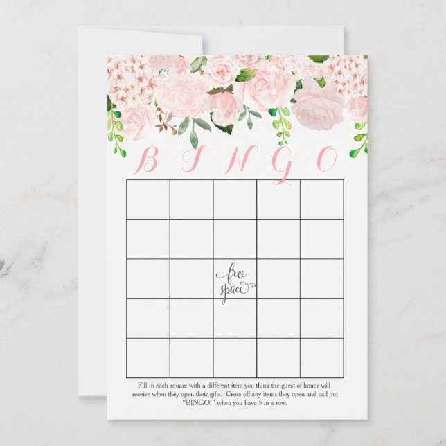 Tarjetas de Bingo Floral Bridal Shower (Anverso)