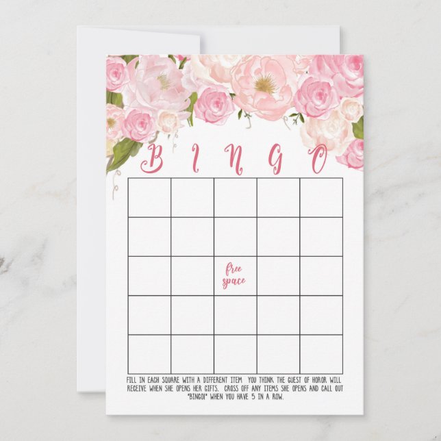 Tarjetas de Bingo Floral Bridal Shower (Anverso)