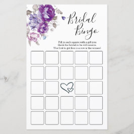 Tarjetas de Bingo Floral Morada Bridal Shower