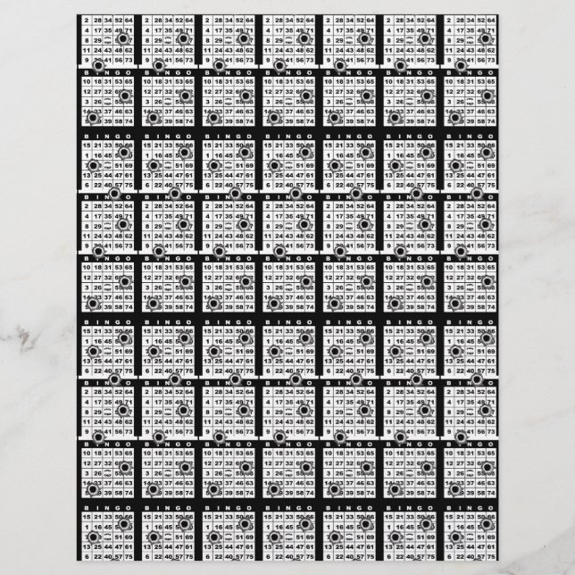 Tarjetas de Bingo Negro (Anverso)