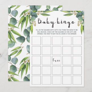 Tarjetas de Bingo Neutral para Bebés Eucalyptus