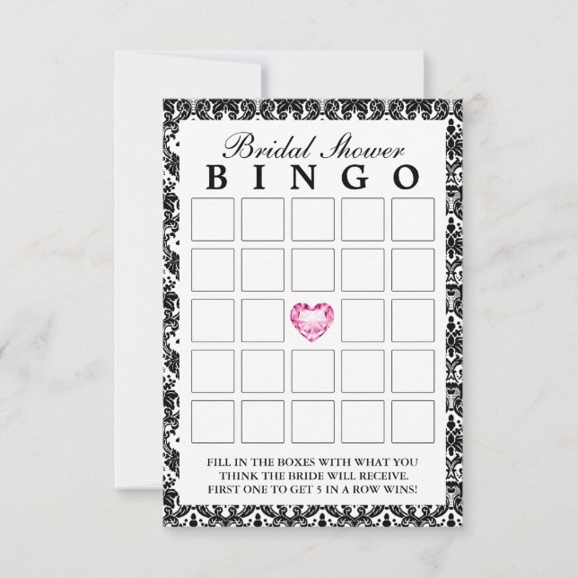 Tarjetas de Bingo Nupcial de Corazón de Diamante d (Anverso)