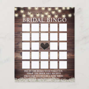 Tarjetas de Bingo Nupcial de Madera de Granero con