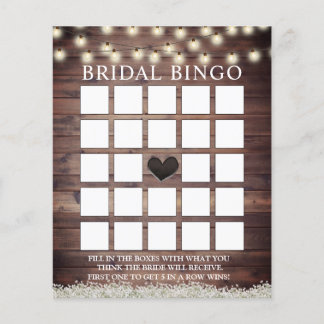 Tarjetas de Bingo Nupcial de Madera de Granero con