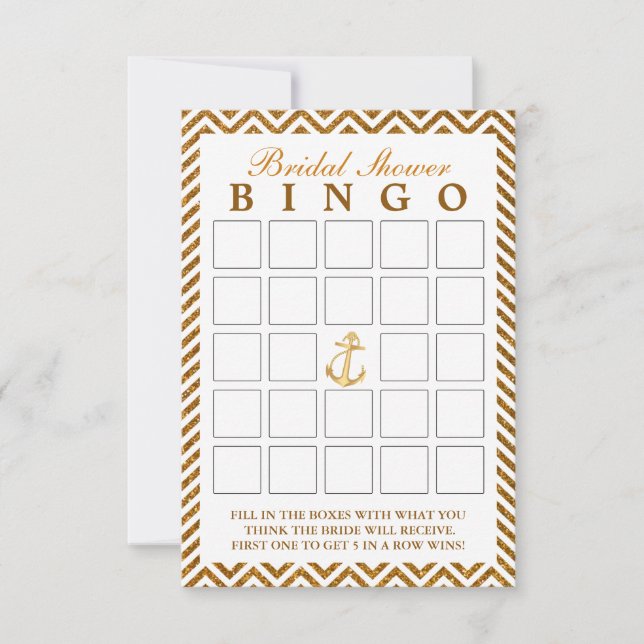 Tarjetas de Bingo Nupciales de Zigzag con Brillo D (Anverso)