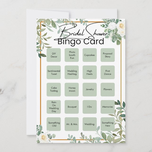 Tarjetas de Bingo para Baby Shower, Bingo de Bebé  (Anverso)
